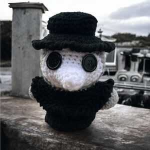 Handcrafted Black and White Plush Toy